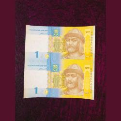 1 Ukraine Hryvnia Uncut Banknote 2 Piece Sheet World Banknote Uncut Sheet Unique and Rare