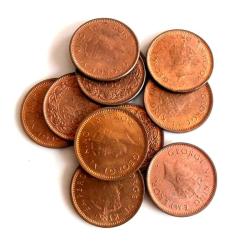 One Twelve Anna Copper King George Vi Issue Collection 10 Coin Lot