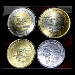 Rs 2 5 10 and 20 Government Of India Issue 75 Year Of Independence RBI 2022 Kolkata Mint No Mark