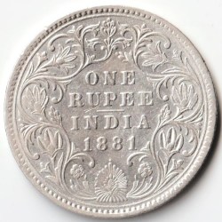 Extremely Rare 1 Rupee 1881 of Victoria Empress Dot Varity Silver British India Coin of Bombay Mint