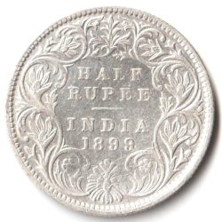 Half Rupee 1899 Bombay Mint of Victoria Empress Scare Collectible British India Silver Coin