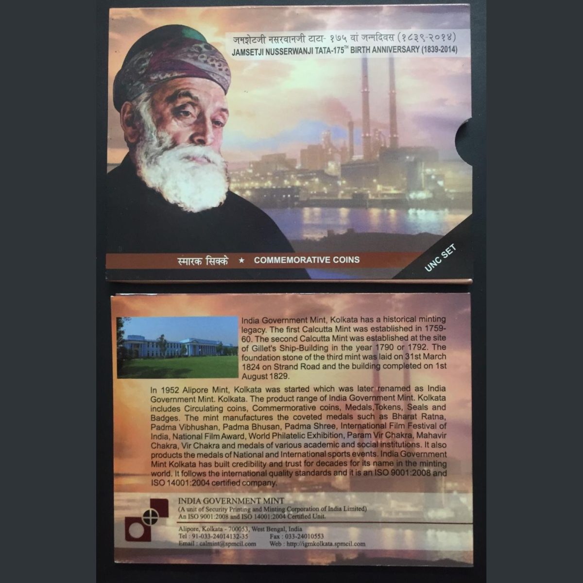 Jamset ji Nusserwanji Tata 175th Birth Anniversary Unc Set Kolkatta Mint