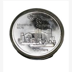 1976 Canada Queen Elizabeth II Olympics Montreal Silver Dollar 10 Coin
