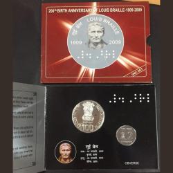 200 th Birth Anniversary Of Louis Braill ( Unc set) Kolkata mint