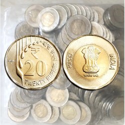 Rs 20 India RBI Seal 100 Coin Pouch Unique and Rare Year 2020 Unique Mumbai Mint
