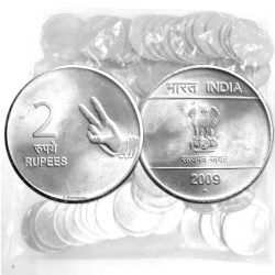 Rs 2 RBI 100 Coin Seal Pouch Republic India Issue 2009 Mumbai Mint Rare Hasta Mudra Series