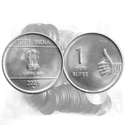 Rs 1 RBI 100 Coin Seal Pouch Republic India Issue 2009 Mumbai Mint Rare Hasta Mudra Series