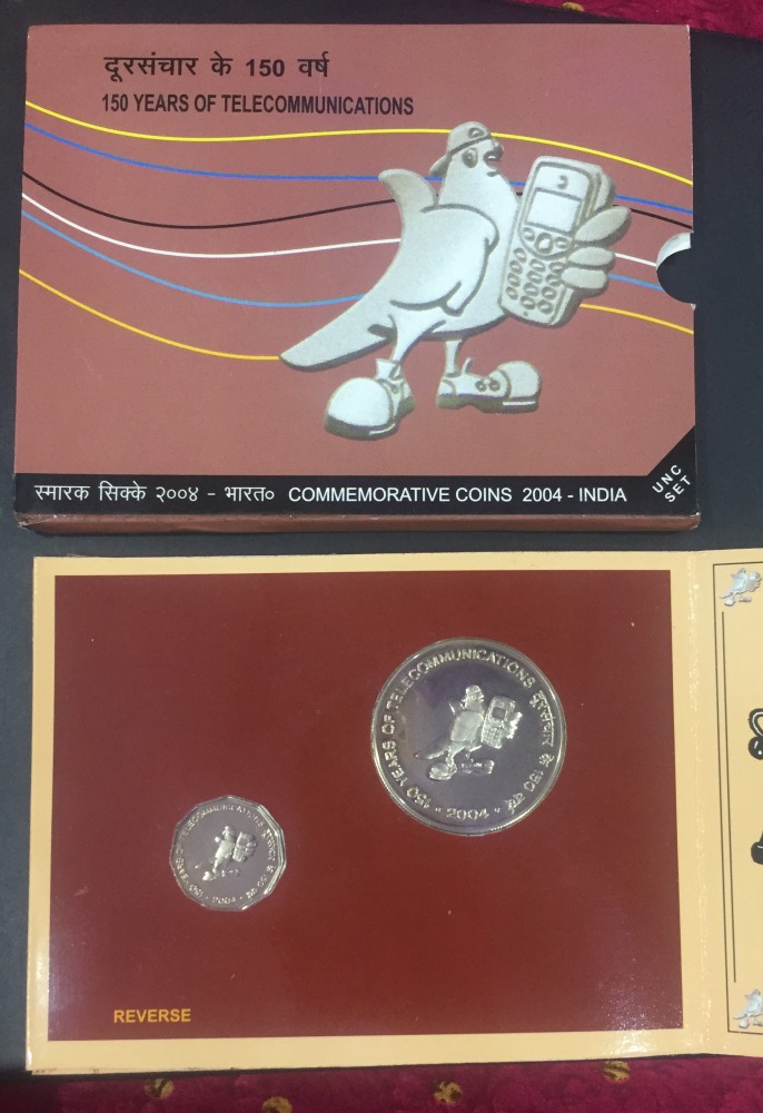 150 Years Of Telecommunications (Unc Set ) Kollatta Mint 2 coin set