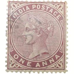 Postal Stamp of Victoria 1 Anna - Brown Colour - Used as per Image.