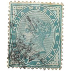 Postal Stamp of Victoria 1/2 Anna - Dull Green Colour - Used as per Image.