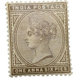 Postal Stamp of Victoria 1 Anna 6 Pies - Brown Colour - Mint Un-Used as per Image.
