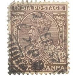 Postal Stamp of George V 1 Anna Brown Colour - Used Condition as per Image.