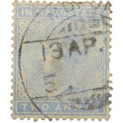 Postal Stamp of Victoria 2 Annas - Blue Colour - Used as per Image.