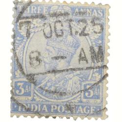 Postal Stamp of George V 3 Annas - Blue Colour - Used as per Image.
