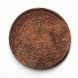 Rare 1/12 Anna 1907 Bronze Standard Circulation Coin of King Edward VII British India Coinage