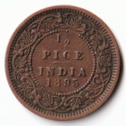 Rare 1/2 Pice 1895 Copper Coin of Victoria Empress Standard Circulation Coin of British India
