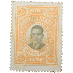 Postal Stamp of Orchha State 2-1/2 Annas Orange Colour- Mint Un-Used Condition as per Image.
