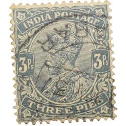 Postal Stamp of George V 3 Pies Grey Colour - Used Condition as per Image.