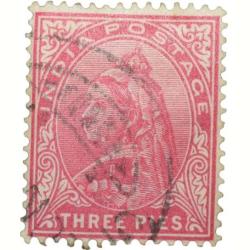 Postal Stamp of Victoria 3 Pies Pink Colour - Used Condition as per Image.