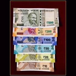 Rs 10 to 500 India Banknote Solid Fancy Set 555555 Gem Unc Unique and Rare