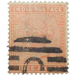 Postal Stamp of Victoria 3 Annas - Orange Colour - Used Condition as per Image.