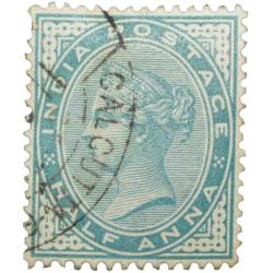 Postal Stamp if Victoria 1/2 Anna Green Colour - Used Condition as per Image.