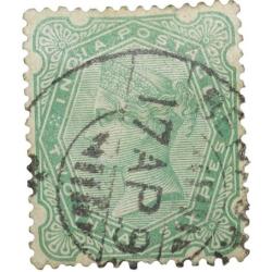 Postal Stamp of Victoria 2 Annas 6 Pies - Green Colour - Used Condition as per Image.