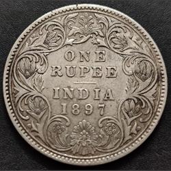 1897 Victoria one ruppes silver very rare date's bombay mint Very Hard to find