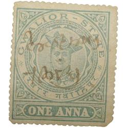 Postal Stamp of Gwalior State - Madho Rao 1 Anna Green Colour - Used Condition as per Image.