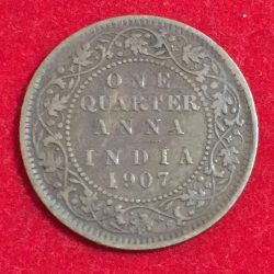 1907 India - British ¼ Anna - Edward VII Rare Coin #Z-105