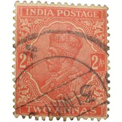 Postal Stamp of George V 2 Annas Orange Colour Used as per Image.