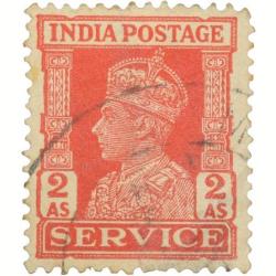 Postal Stamp of George VI 2 Annas Red Colour Service Issue - Used Condition as per Image.