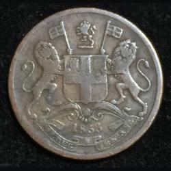 India - British ½ Pice 1853 - Victoria East India Company #L-35