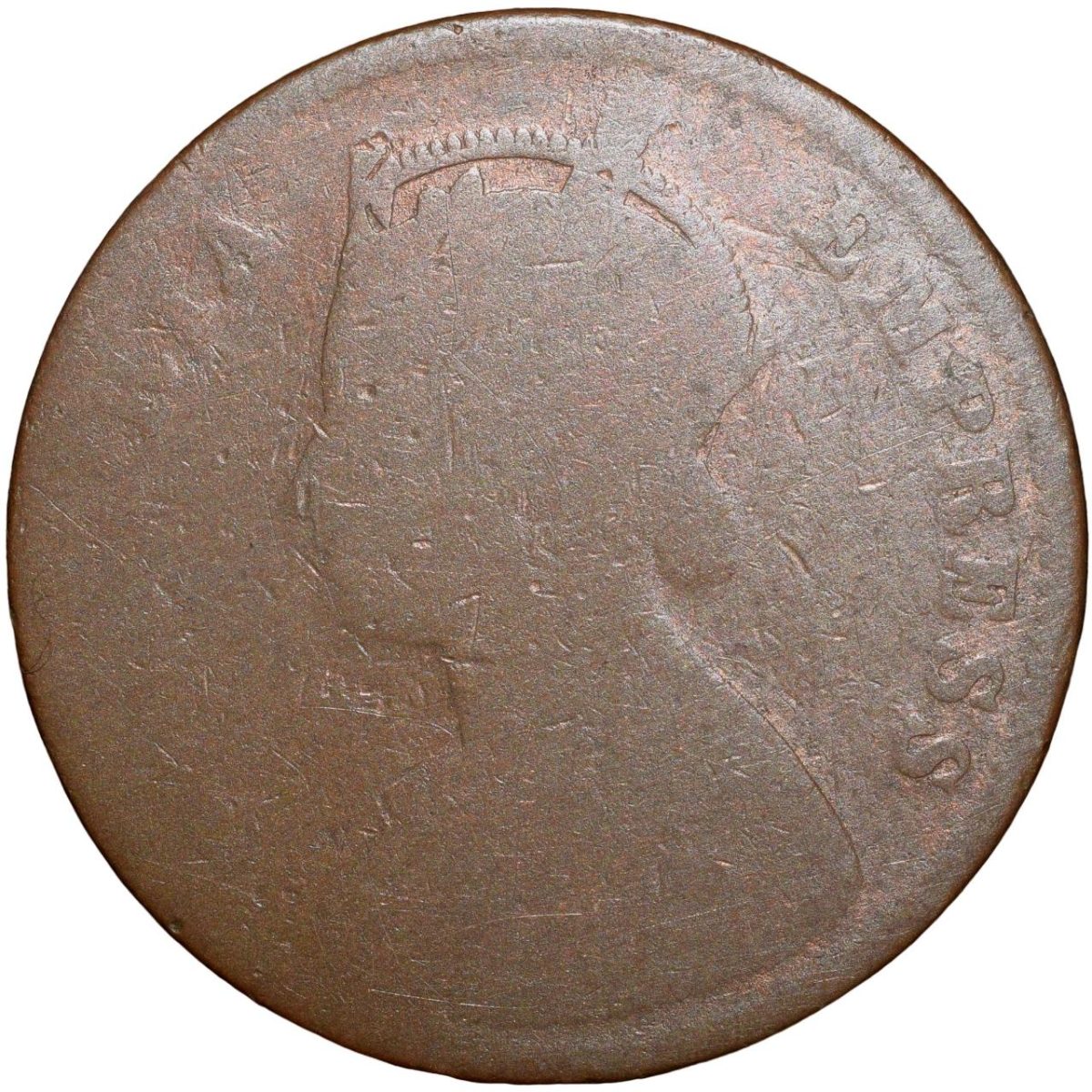 Copper 1/4 Anna of Victoria Empress AD 1895 from Bikanir State - Rare