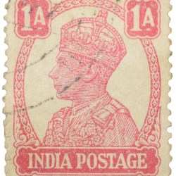 Postal Stamp of George VI 1 Anna Red Colour Used Condition as per Image.