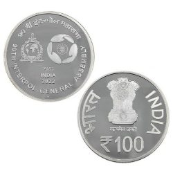 90 th Interpol General Assembly 2022 Denomination Of Rs 100 Folder Packing Proof