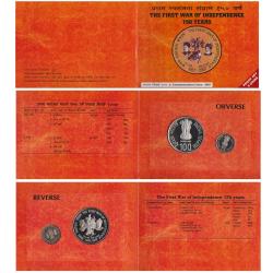 The First War of Independence 150 Years Proof Set Rs 100 and Rs 5 Top Quality Set