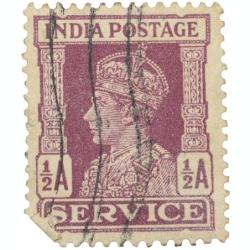 Postal Stamp of George VI Murhoom Colour 1/2 Annas Service Used Condition as per Image.