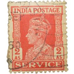 Postal Stamp of George VI Red Colour 2 Annas Service Used Condition as per Image.
