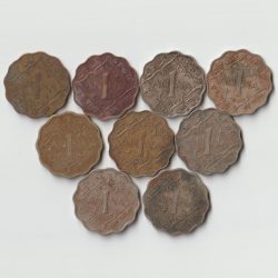 Extremely Rare 9 Coins Set of One Anna Different Dates Nickel Brass Coins of George VI British India Coinage