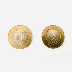 Rs 10 Republic India Cross Coin 2007 Issue Extremely Rare and Unique