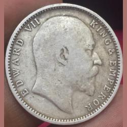 1903 Edward One Ruppes Silver Coin" British India 100% Original Coin (Sku 5560 )