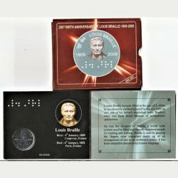 Rare 2 Rupee UNC Set of 200th births Anniversary of Louis Brallie 1809-2009 of Hyderabad Mint