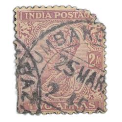 Postal Stamp of George V 2 Annas (AD 1926-33) - Purple Colour - Ty.206 - Used as per Image.
