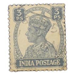 Postal Stamp of George VI 3 Pies Dull Dark Blue & White Colour - Used as per Image.