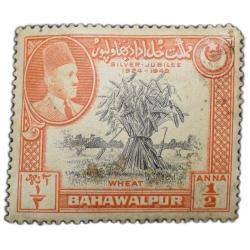 Postal Stamp of Bahawalpur State - Silver Jubliee (AD 1924-1949) - Food Grains 'Wheat' - Orange Col