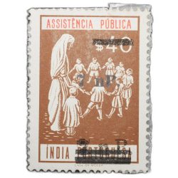 Postal Stamp of India Portugues - Assistencia Publica Cancelled and Over Printed Brown 7 New Paise b