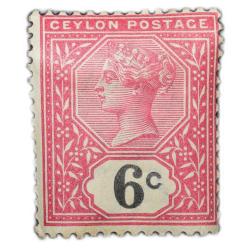 Postal Stamp of Ceylon (Sri Lanka) of Victoria - Pinkish Red 6 Cents Mint Un-Used Condition as per I