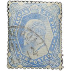 Postal Stamp of Edward VII 2 Annas 6 Pies Blue Colour Used Condition as per Image.