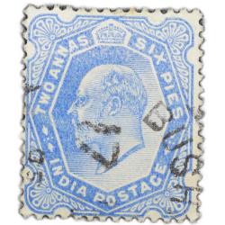 Postal Stamp of Edward VII 2 Annas 6 Pies Blue Colour Used Condition as per Image.